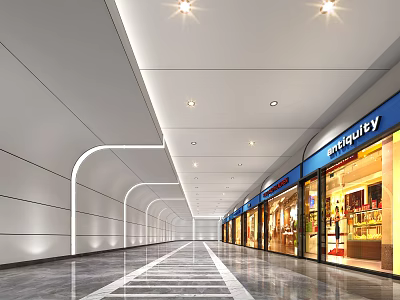 Modern Shopping Mall Retail Stores with Bright Glass Storefronts and Product Display Windows 3d model