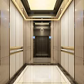 Elegant Modern Elevator Interior Design With Metal Panels And Marble Walls 3d model