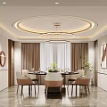 Modern private room dining table ceiling chandelier 3d model