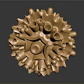 Detailed Golden Organ And Hair Structure With Spherical Protrusions And Holes