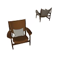 Brown and Black Leather Accent Chair with Wooden Frame and Soft Cushion