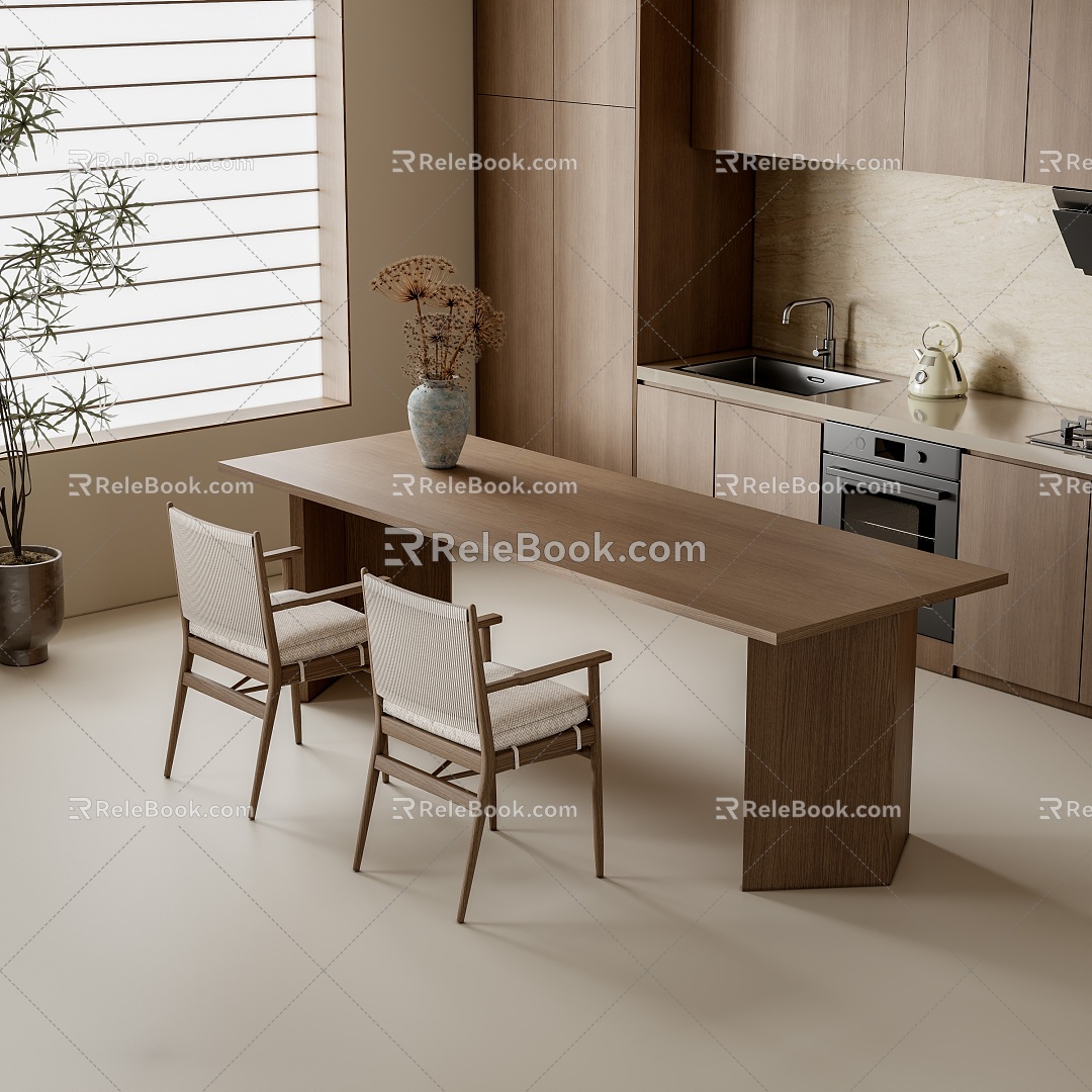 Modern Dining Table and Chair 3d model