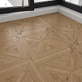 Patterned Wooden Floor With Geometric Parquet Design And Natural Wood Texture