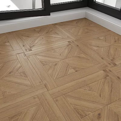 Patterned Wooden Floor With Geometric Parquet Design And Natural Wood Texture 3d model