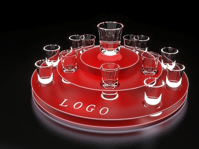 Props wine turntable wine glass bar interactive turntable 3d model