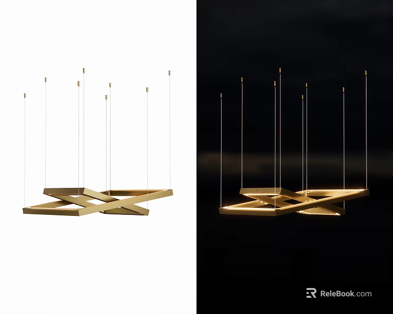 Elegant Modern Geometric Metallic Chandelier With Intersecting Hanging Design For Interior Decor 3d model