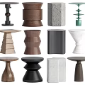Assorted Modern Side Tables With Diverse Designs And Materials For Living Space 3d model