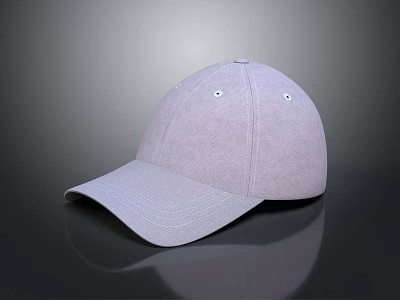 Light Purple Baseball Cap with Brim and Small Holes Simple Fabric Design Dark Background Reflection 3d model