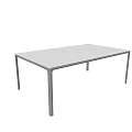 Modern Rectangular Dining Table With Sleek Metal Frame And Smooth Surface