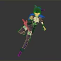 Anime Character In Purple White Costume With Cat Ear Headpiece And Weapon In Combat Pose