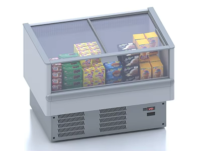 Commercial Display Freezer With Glass Door For Storing Packaged Food Items 3d model