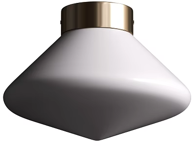 Modern White Ceiling Light With Gold Top And Sleek Minimalist Design 3d model