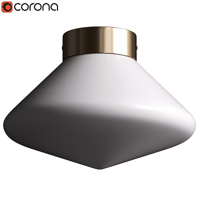 Modern White Ceiling Light With Gold Top And Sleek Minimalist Design 3d model