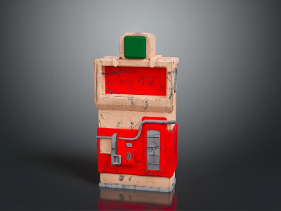 Game Movie Character Retro Vending Machine With Red Beige Design And Green Top 3d model