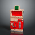 Game Movie Character Retro Vending Machine With Red Beige Design And Green Top