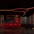 Stylish Modern Bar Interior With Neon Lights Counter High Stools And Decorative Wall Design