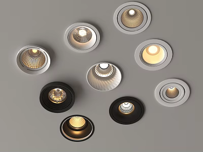 Modern LED Downlights And Spotlights With Diverse Designs And Color Choices For Home Ceiling 3d model