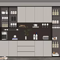 Modern Wine Cabinet Interior With Glass Doors LED Lighting And Wine Storage