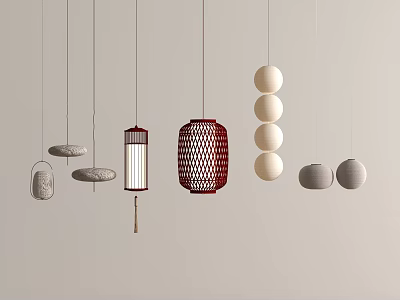 New Chinese Lantern Bamboo Lantern Decorative Lantern 3d model
