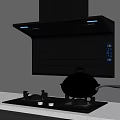 Contemporary Kitchen Featuring Black Range Hood Gas Stove Silver Wok And White Countertop Appliances