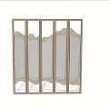 Modern Wooden Room Divider with Vertical Slats and Mountain Pattern Design 3d model