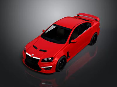 Red Sports Car with Sleek Exterior Design Black Wheels and Rear Spoiler Modern Styling 3d model