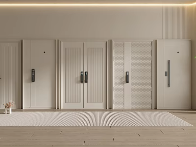 Modern Security Doors Showroom Display With Multiple Designs And Handle Systems 3d model