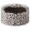 Garden Ornament Wire Mesh Cage Filled With Stones And Central Soil Bed
