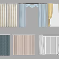 Various Curtain Styles With Different Colors Materials And Patterns For Home Decor 3d model