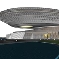Modern Library Building With Unique Architectural Design Glass Facade And Reflective Water