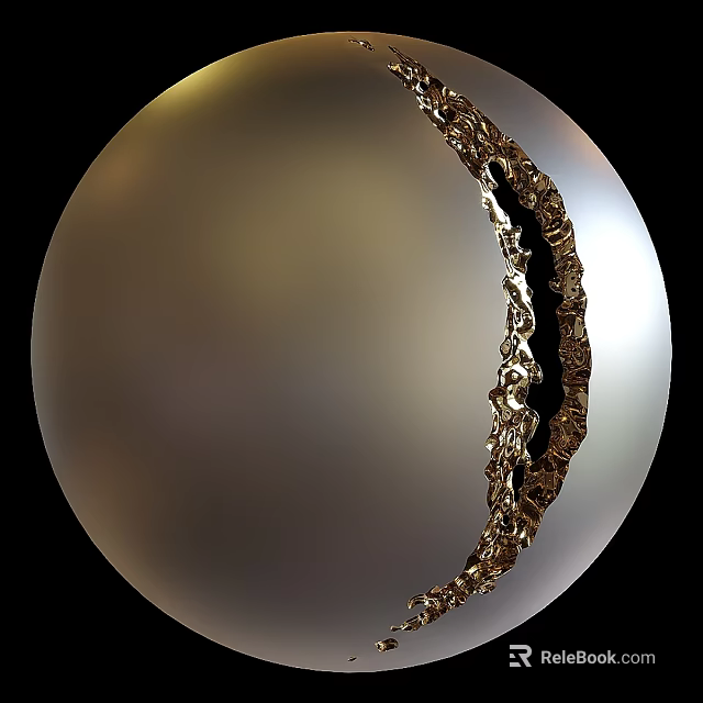 Round Gold Decorative Mirror With Sleek Surface And Modern Design On Black Background 3d model 