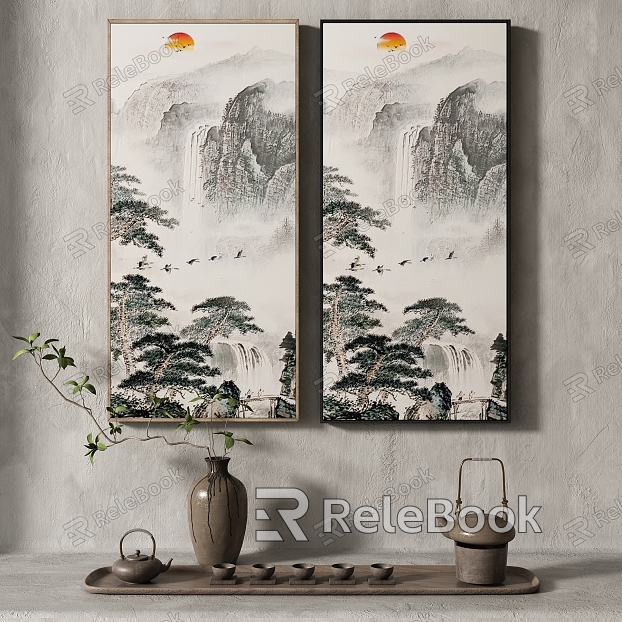 New Chinese Landscape Painting Texture Texture Decoration Painting Italian Minimalist Middle Ages model