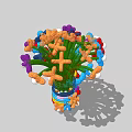 Colorful Decorative Ornament Set With Cross Shaped Elements And Ring Bases In Multi Colors