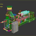 Green Large Industrial Equipment With Pipes Components And Control Cabinet
