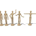 Wooden Human Shaped Decorative Figurine Set With Various Poses For Home Decor