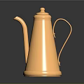 Golden Metal Teapot Sculpture With Smooth Carved Design And Reflective Finish