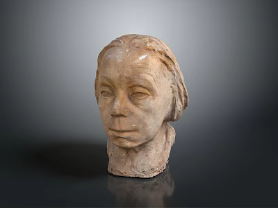 Artistic Clay Sculpture of Human Head with Detailed Facial Features and Expressions 3d model