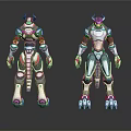 Smart Machine Robot Featuring Silver White Mechanical Design Front And Back Views