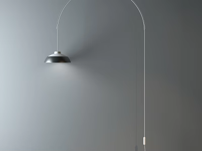 Modern Arc Design Wall Lamp With Black Shade Mounted On Gray Indoor Wall 3d model