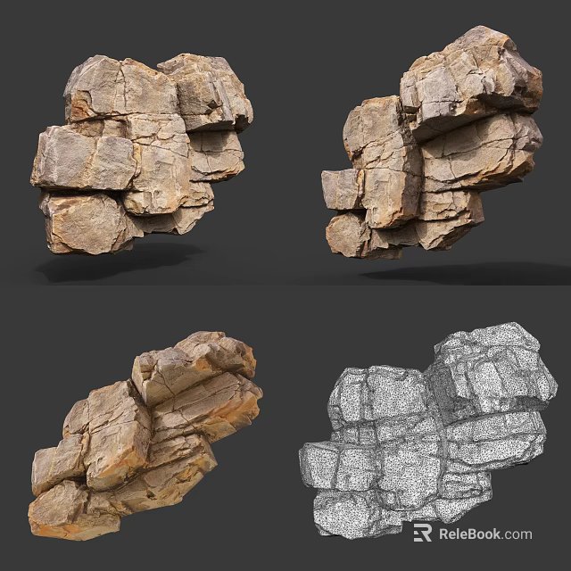 Natural Wood Stone Decorative Rocks With Rustic Texture And Varied Shapes For Design Projects 3d model 