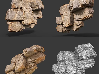 Natural Wood Stone Decorative Rocks With Rustic Texture And Varied Shapes For Design Projects 3d model