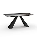 Modern Minimalist Dining Table With Wooden Surface And Black Metal X Shaped Legs
