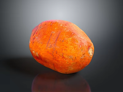 Ripe Orange Fruit With Natural Surface Texture On Black Background Reflection 3d model