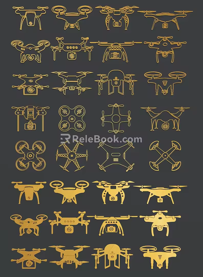 Drone silhouette Drone line draft 3d model