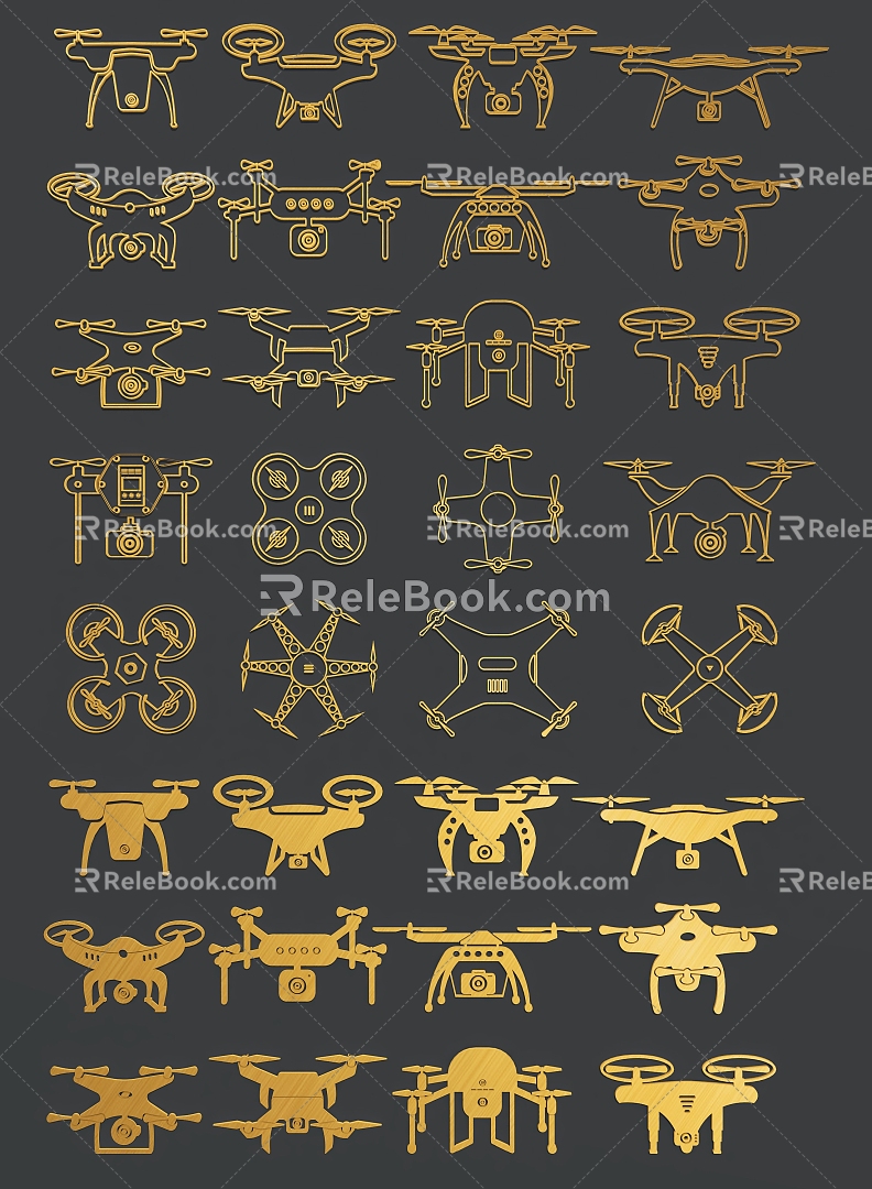 Drone silhouette Drone line draft 3d model