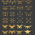 Drone silhouette Drone line draft 3d model