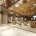 Luxurious Sales Office Interior Design With Marble Floor Modern Furniture And Chandeliers