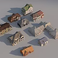 Various Styles Detached House Models With Different Roof Colors And Designs