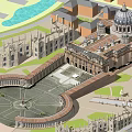 Ancient Architecture Featuring Dome Structure Surrounding Historic Buildings and Circular Plaza Layout 3d model