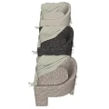 Beige Plush Accent Chair with Knitted Throw Blanket Tassels and Fuzzy Ball Decor